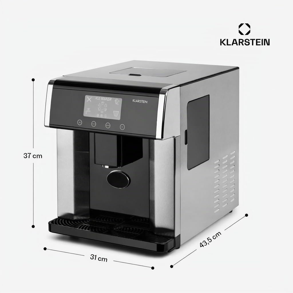Klarstein Eiszeit Eiswürfelmaschine - Eiswürfelbereiter mit LCD-Display, Crushed Ice Maschine, Eiska