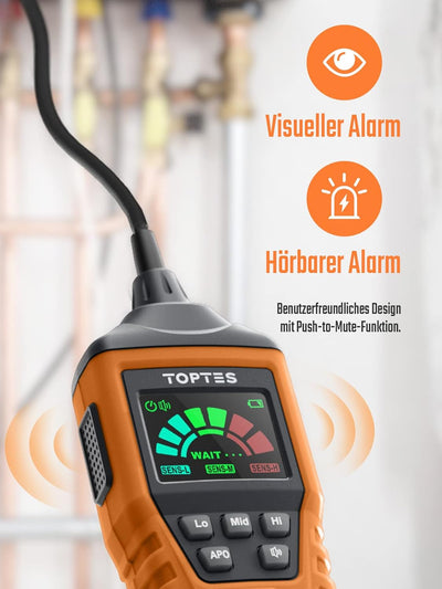 Gasmelder, TopTes PT520A Erdgasdetektor für Zuhause und Wohnmobil mit 43,5 cm Sonde zur Ortung von G