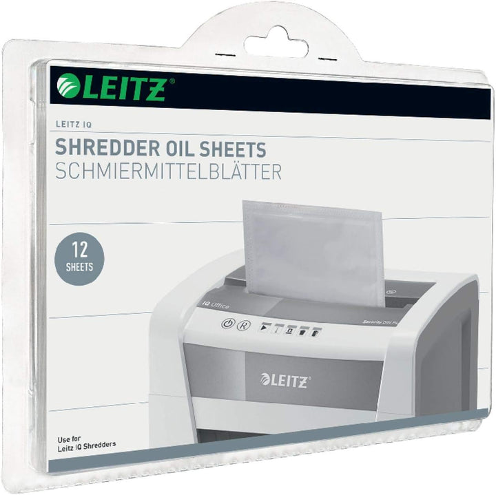 LEITZ IQ Schmiermittel-Blätter für Aktenvernichter, 12 Blatt, Sie erhalten 1 Stück á 12 Blatt