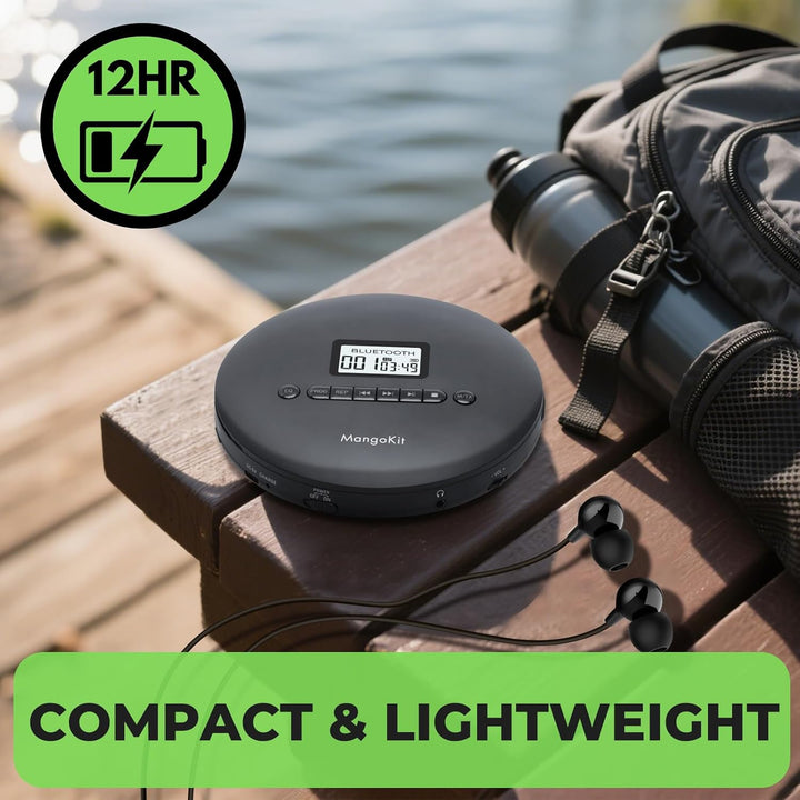 CD-X Tragbarer CD Player Bluetooth 5.3-CD-CD-R/RW, WMA, MP3 Player-Kopfhörer-Discman mit Anti-Skip-F
