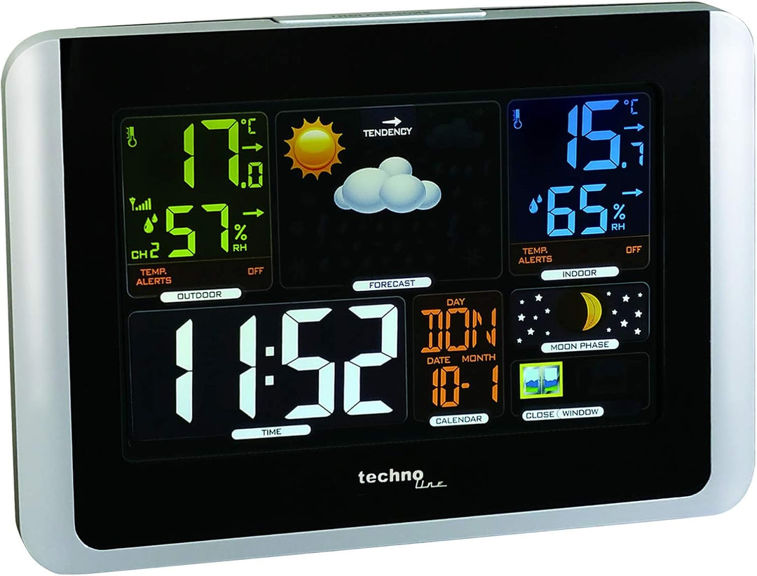 Technoline WS6442 moderne Wetterstation, gut ablesbares Display, sehr übersichtlich, silber,