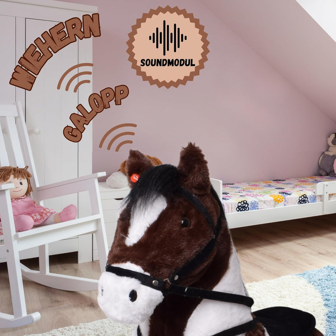 TE-Trend Pferd, 70 cm – Plüschpferd zum Reiten – Kinder Reitpferd mit Sattel, Zaumzeug und Steigbüge