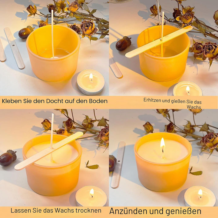 MILIVIXAY 20 Stück 118 ml Herbstkerzengläser mit Deckel und Kerzenherstellungs-Kits – grosse breite