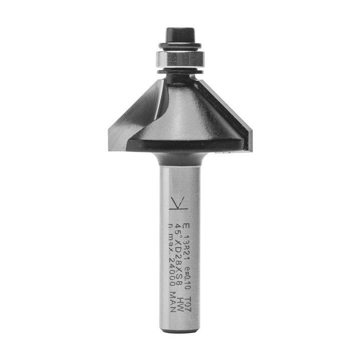 ENT 13821 Fasefräser HW, Schaft (S) 8 mm, Durchmesser (D) 28,6 mm, NL 9 mm, E 45°, SL 32 mm, mit Kug