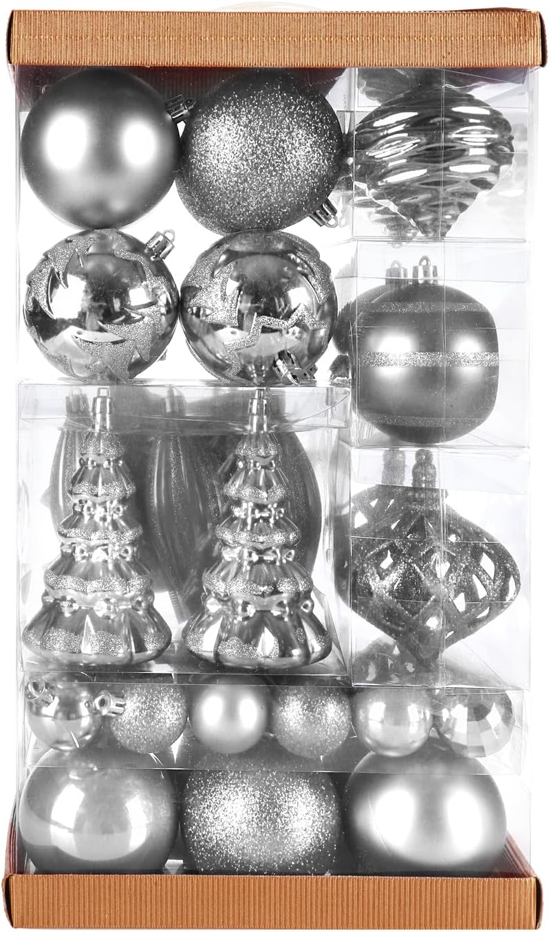 com-four® 51x Weihnachtskugeln, Christbaumkugeln bruchsicher aus Kunststoff für Weihnachten, Baumsch