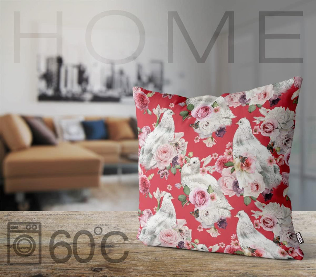 VOID Tauben Rosen Romantik Kissenbezug Kissenhülle Sofakissen Kissen Deko Outdoor-Kissen Dekokissen,