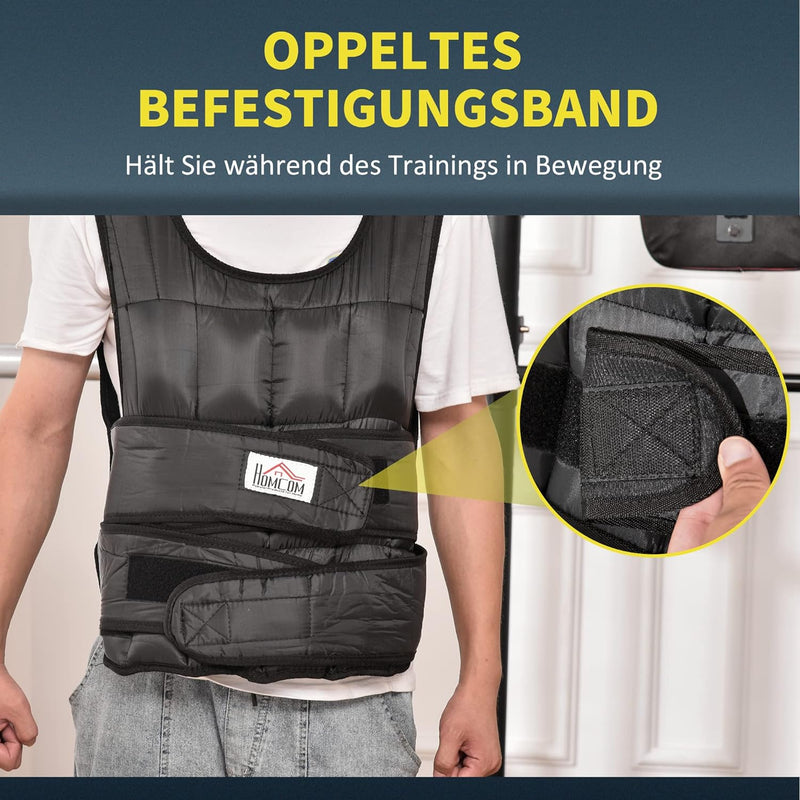 HOMCOM 30 kg Gewichtsweste Trainingsweste mit 35 Gewichtssäcke Verstellbar Krafttraining Fitness Oxf