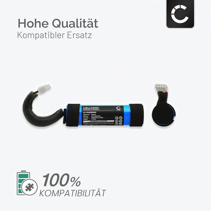 CELLONIC, Lautsprecherakku kompatibel mit JBL Tuner 2, IAA004NA (3350mAh, 3.7V) Ersatzakku IAA004NA