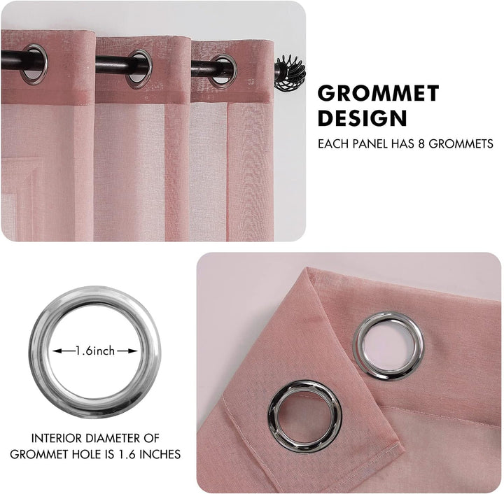 MIULEE Sheer Voile Vorhang Weihnachtsdeko mit Ösen Transparente Optik Gardine Ösenvorhang Ösenschal