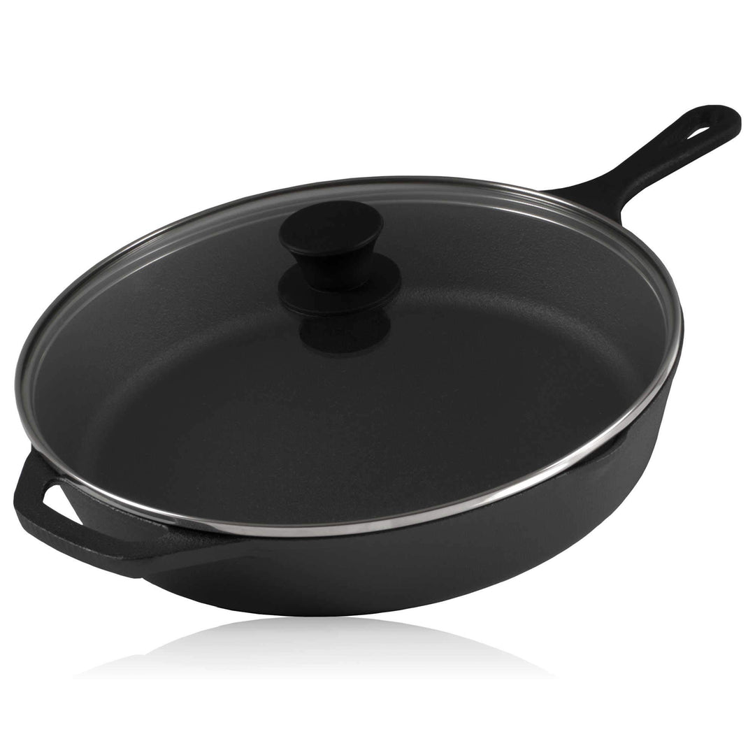 BBQ-Toro Gusseisen Grillpfanne mit Glasdeckel (Ø 30 cm) | Gusseisenpfanne, Grillbratpfanne, Bratpfan