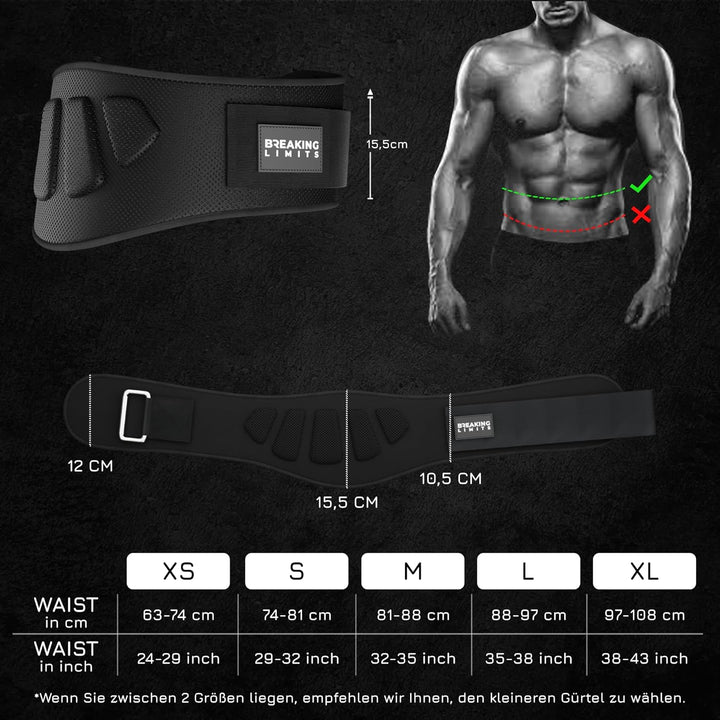 BREAKING LIMITS Gewichthebergürtel Herren & Damen - Gewichtsgürtel für Krafttraining & Gewichtheben,