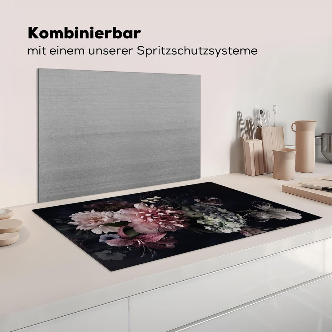 KitchenYeah© Herdabdeckplatte Einteilig Herdabdeckung Abdeckplatte Blumen - Vintage 51.5L x 83B cm,