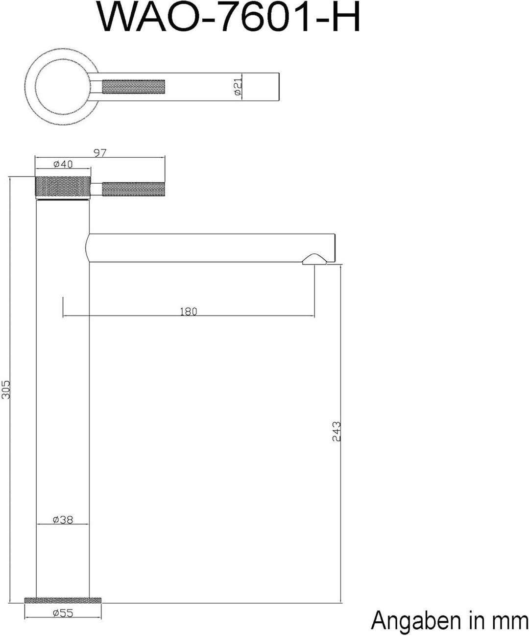 Mai &amp; Mai Armatur Waschtischarmatur WAO-7601-H in Weiss Waschbeckenarmatur 30,5 cm hoch Einhebelmisc