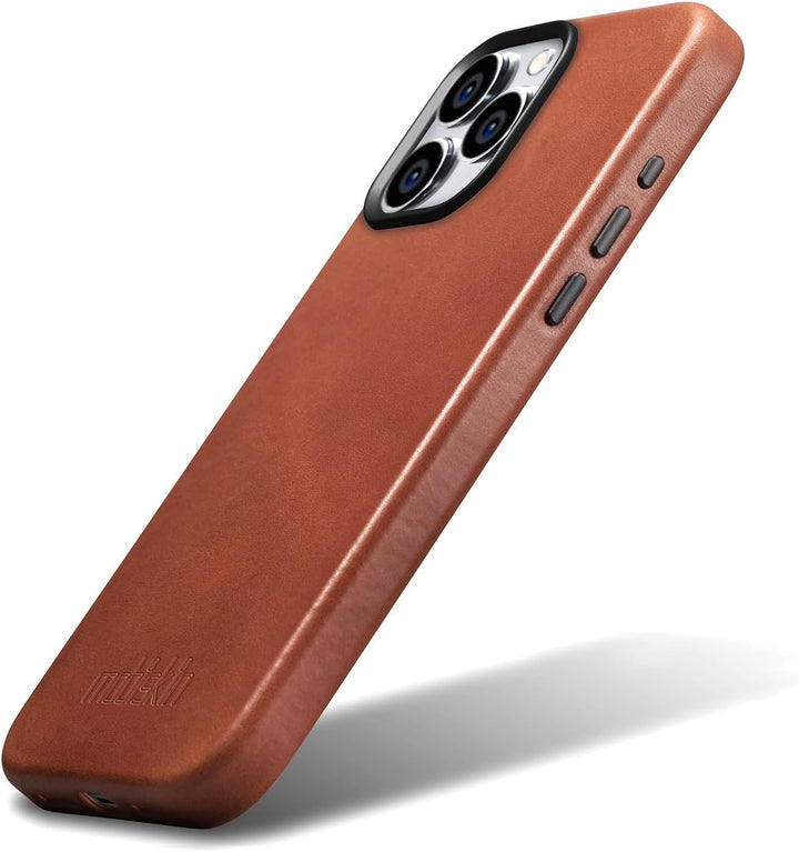 Hülle für iPhone 15 PRO MAX (6,7"), Cover mit Leder, Braun Vint. | Handyhülle kompatibel mit MagSafe