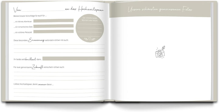 LEAF & GOLD® Gästebuch Hochzeit I Edles Hochzeitsgästebuch mit Fragen I Gästebuch zum Ausfüllen mit