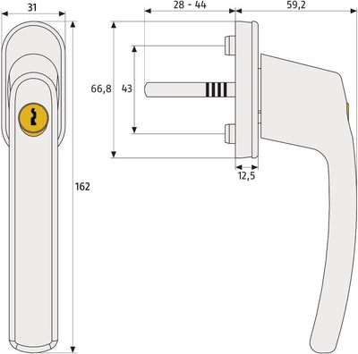 ABUS FG200 W SB abschliessbarer Fenstergriff, weiss im Set 5 Stück