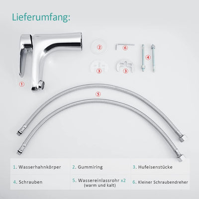 EMKE Waschtischarmatur Chrom, Badarmatur Wasserhahn Bad mit Auslaufhöhe 90 mm, Mischbatterie wassers