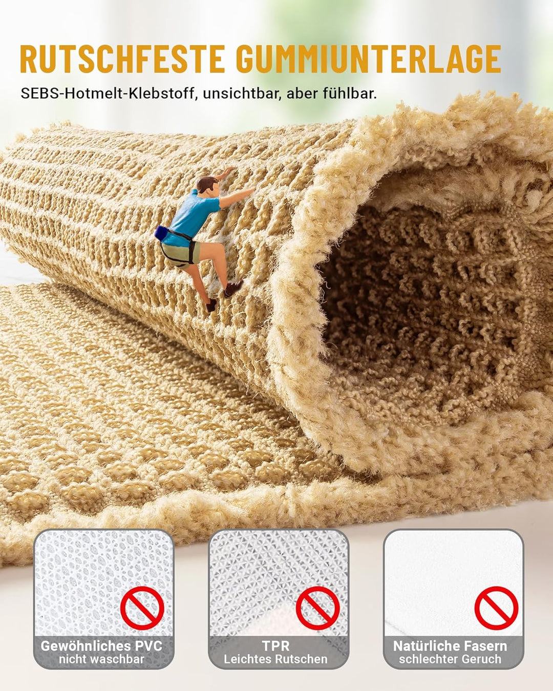 Grosser Badteppich Set, Badezimmerteppich Set 2 Teilig, Rutschfeste Badematte, Boho Badezimmermatte,