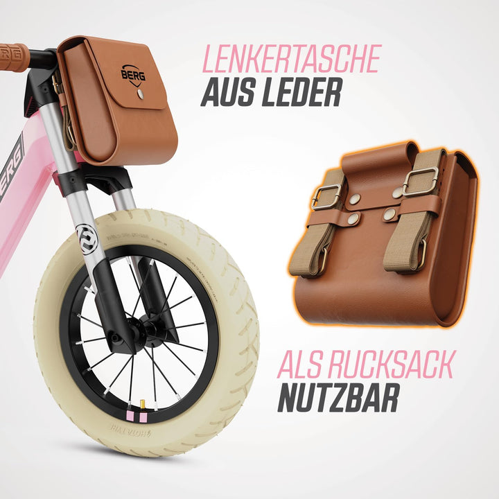 BERG Biky Retro Green Laufrad, 12'' Kinderfahrrad, Für Kinder von 2 bis 5 Jahre, Retro Grün Pink, Pi