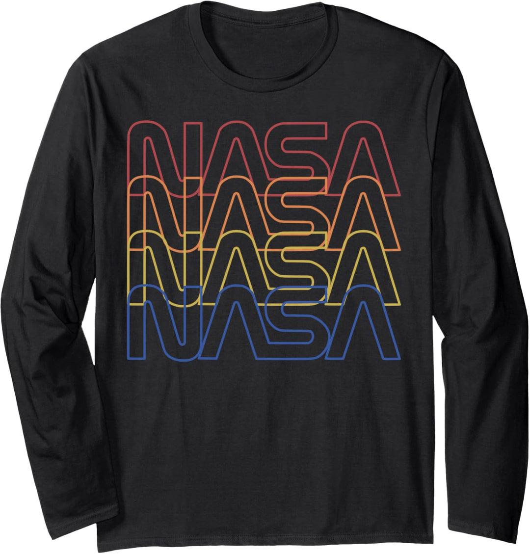 NASA Neon Logo Colorful Fade Text Langarmshirt