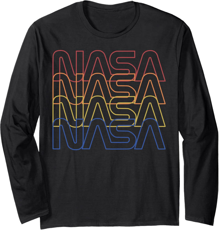NASA Neon Logo Colorful Fade Text Langarmshirt