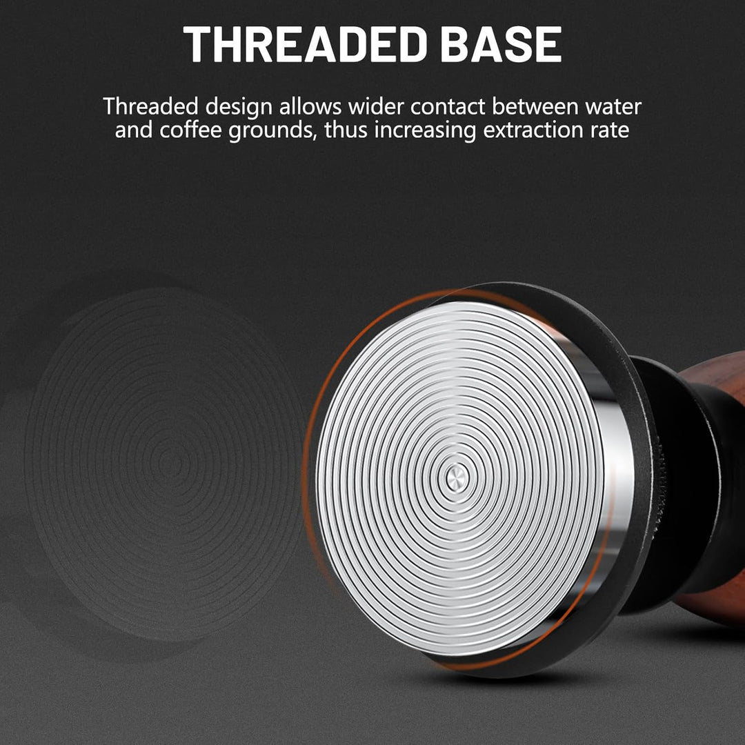 VINATO Kaffee Tamper 51mm – Professioneller Espresso Tamper Mit Walnussgriff, 304 Edelstahlbasis, Ei