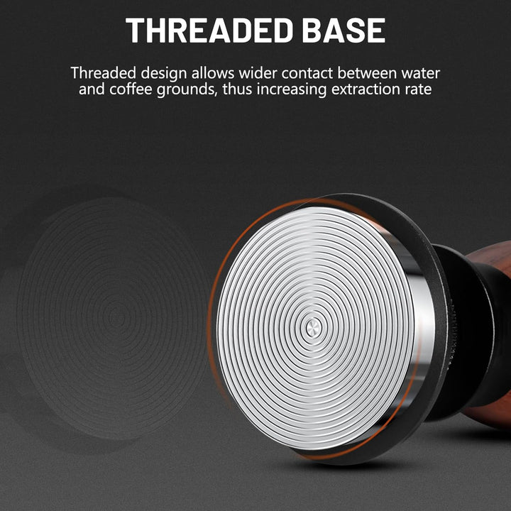 VINATO Kaffee Tamper 53.3mm – Professioneller Espresso Tamper Mit Walnussgriff, 304 Edelstahlbasis,