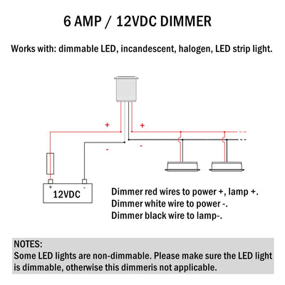 Obeaming DC 12V Dimmer PWM LED Dimmschalter 4 Drähte Druckschalter Edelstahl Hole 19mm für Wohnmobil