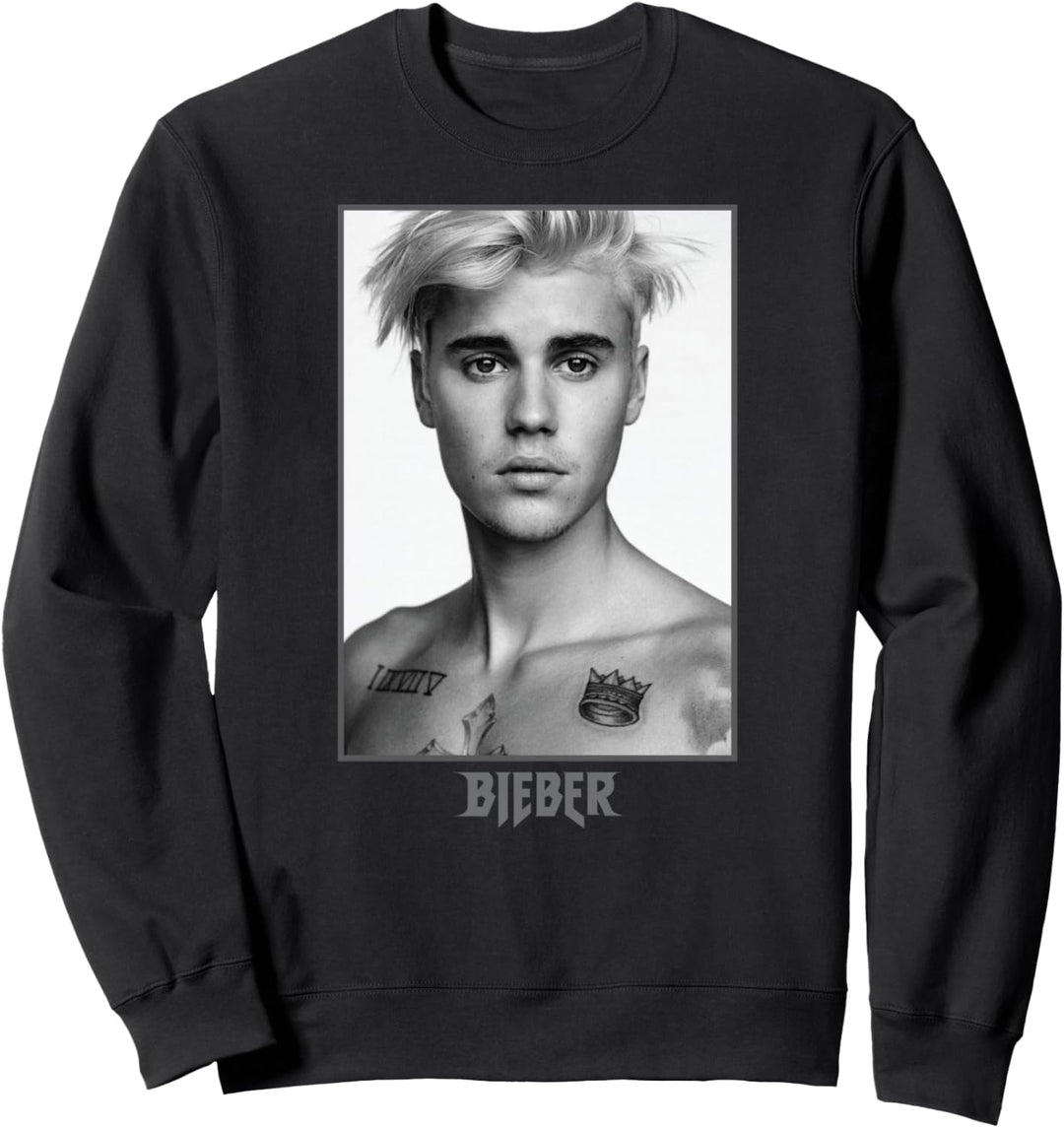 Justin Bieber Schwarz/Weiss Foto Sweatshirt