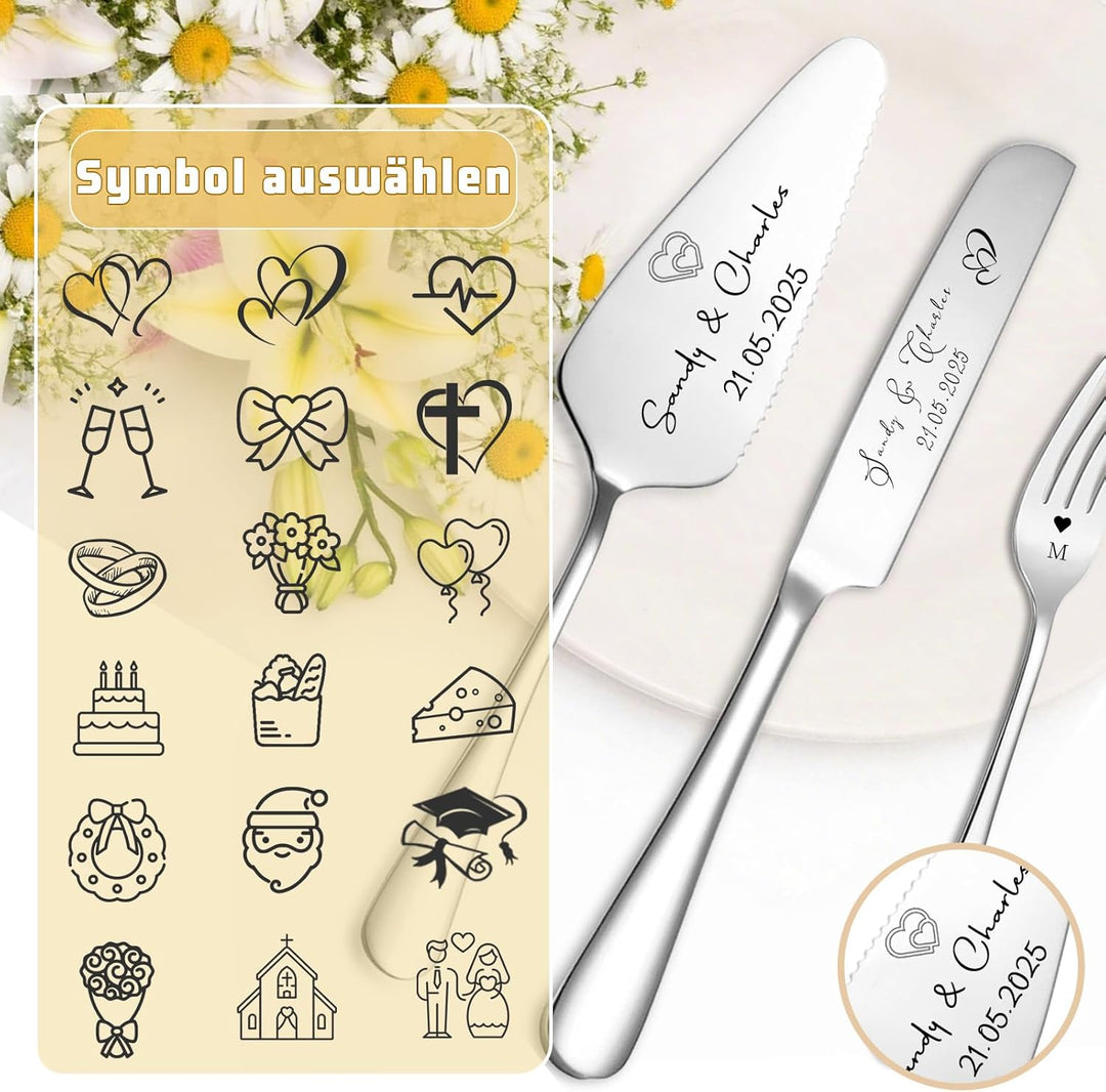 Personalisiertes Tortenmesser & Servierset mit individuellem Namen und Text - Tortenservierset & Hoc