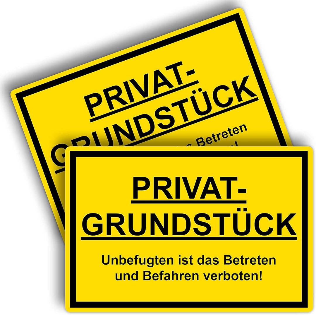 2 Stück XXL Privatgrundstück Unbefugten ist das betreten und befahren verboten Schild 40 x 30 cm aus