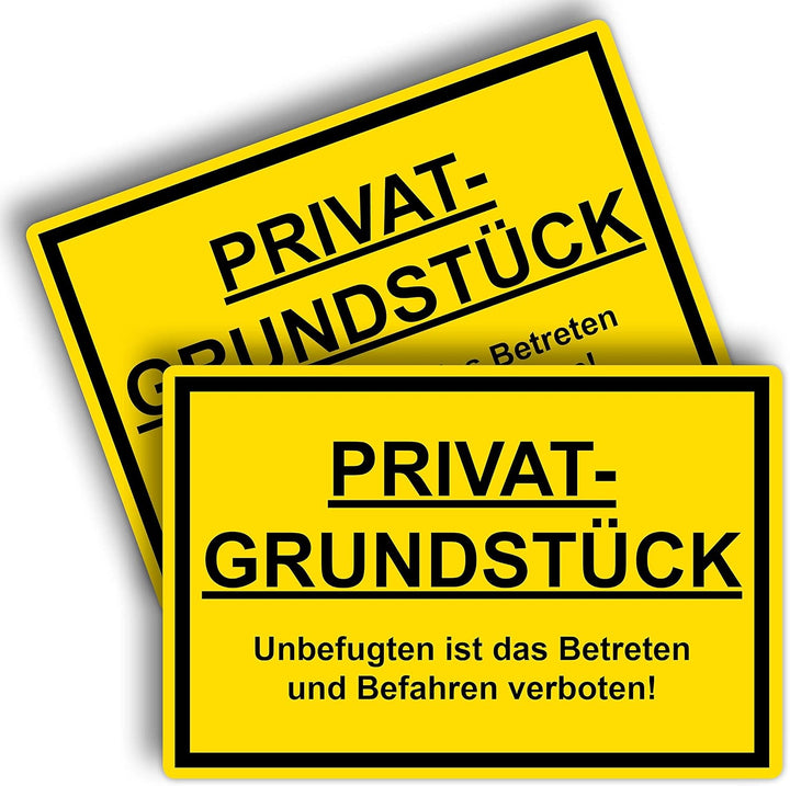 2 Stück XXL Privatgrundstück Unbefugten ist das betreten und befahren verboten Schild 40 x 30 cm aus