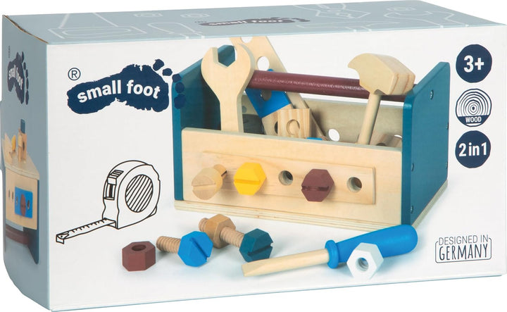 small foot Werkzeugkasten und Werkbank „Workshop“, mit Werkzeug und Zubehör aus Holz, für Kinder ab