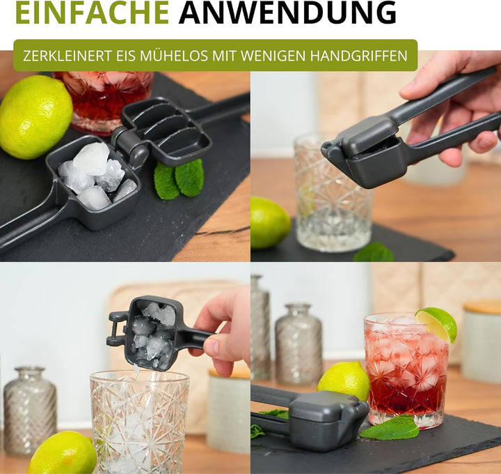 Westmark Eiscrusher Cuby Black Edition – Manueller Crushed Ice Maker für Eiswürfel, Slushy & Cocktai