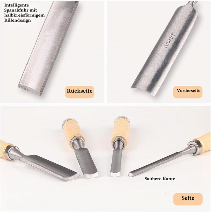 Txmyxgs Schnitzwerkzeug,4 Stück Holz Meissel Set,Stechbeitel Rund Gebogen Hohlbeitel Werkzeuge Set,C