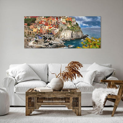 Wandbilder Dekoration Wohnzimmer Italien küste felsen landschaft Panorama Bilder auf Leinwand 120x50