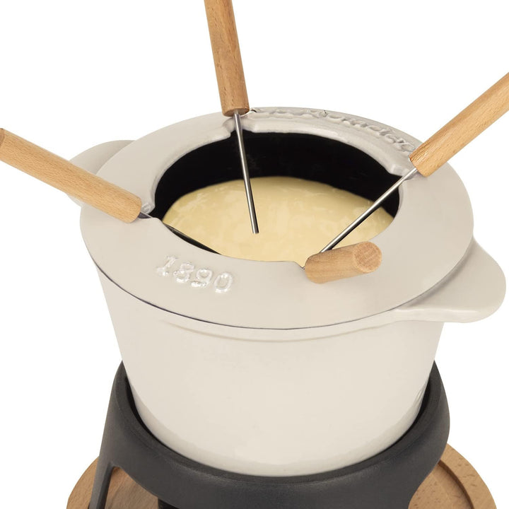 La Fonderie 1890 Fondue-Set aus Gusseisen, Beige, 4 personnes