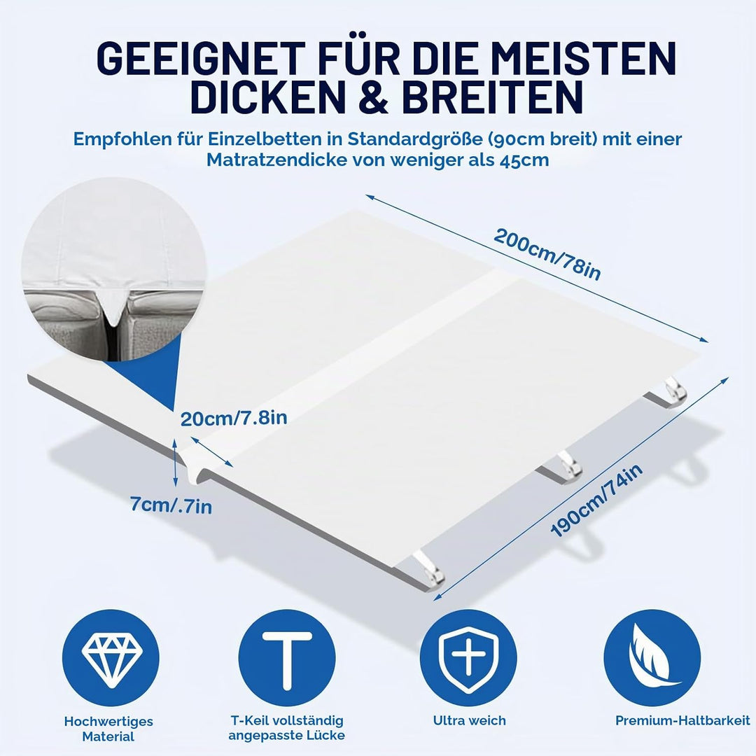 Liebesbrücke für Matratzen 180x200, Matratzenkeil Lückenfüller Bett mit Matratzenschoner Spanngurt,