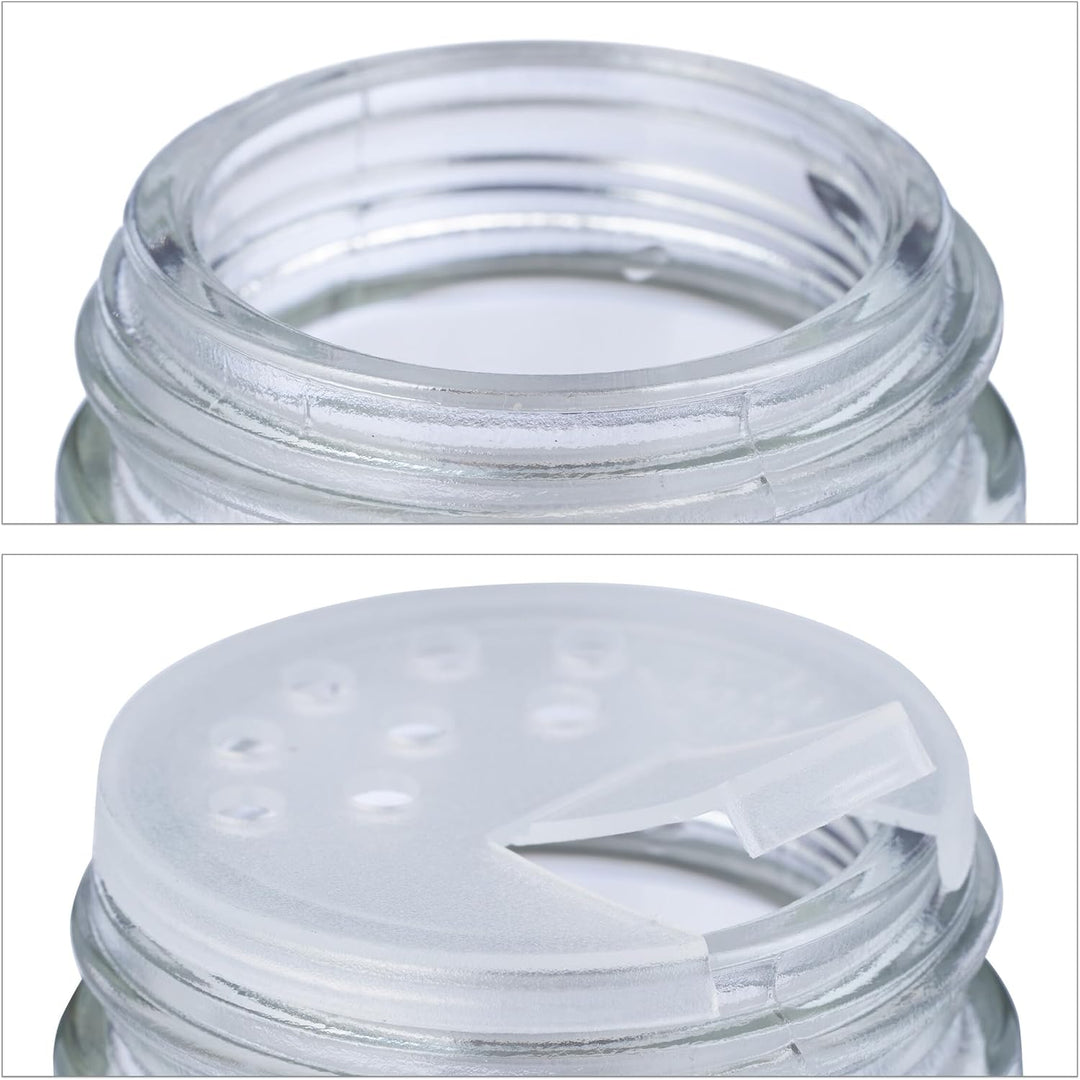 Relaxdays Gewürzgläser 12er Set, Streueinsatz, Gewürzdosen Glas, 120 ml, mit Etiketten &amp; Trichter, t