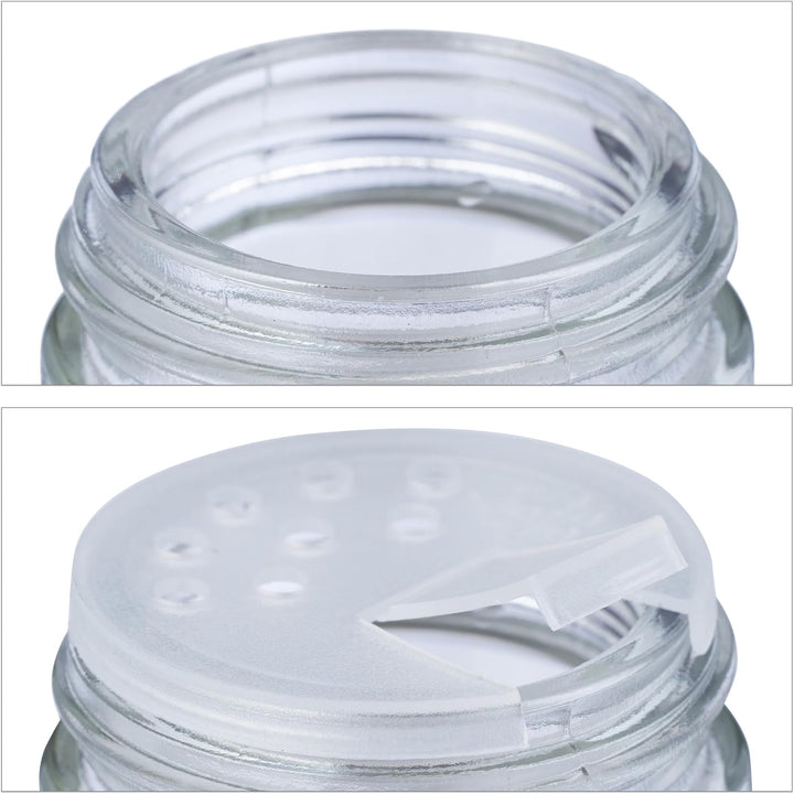 Relaxdays Gewürzgläser 12er Set, Streueinsatz, Gewürzdosen Glas, 120 ml, mit Etiketten &amp; Trichter, t