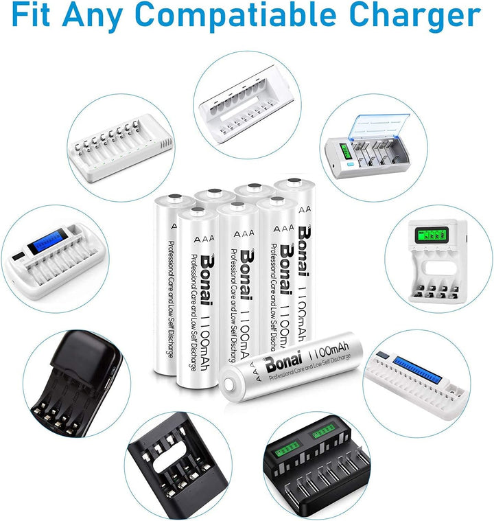 BONAI Akku AAA 1100mAh 16 Stück Wiederaufladbare Batterien hohe Kapazität 1,2V Micro AAA Accu NI-MH