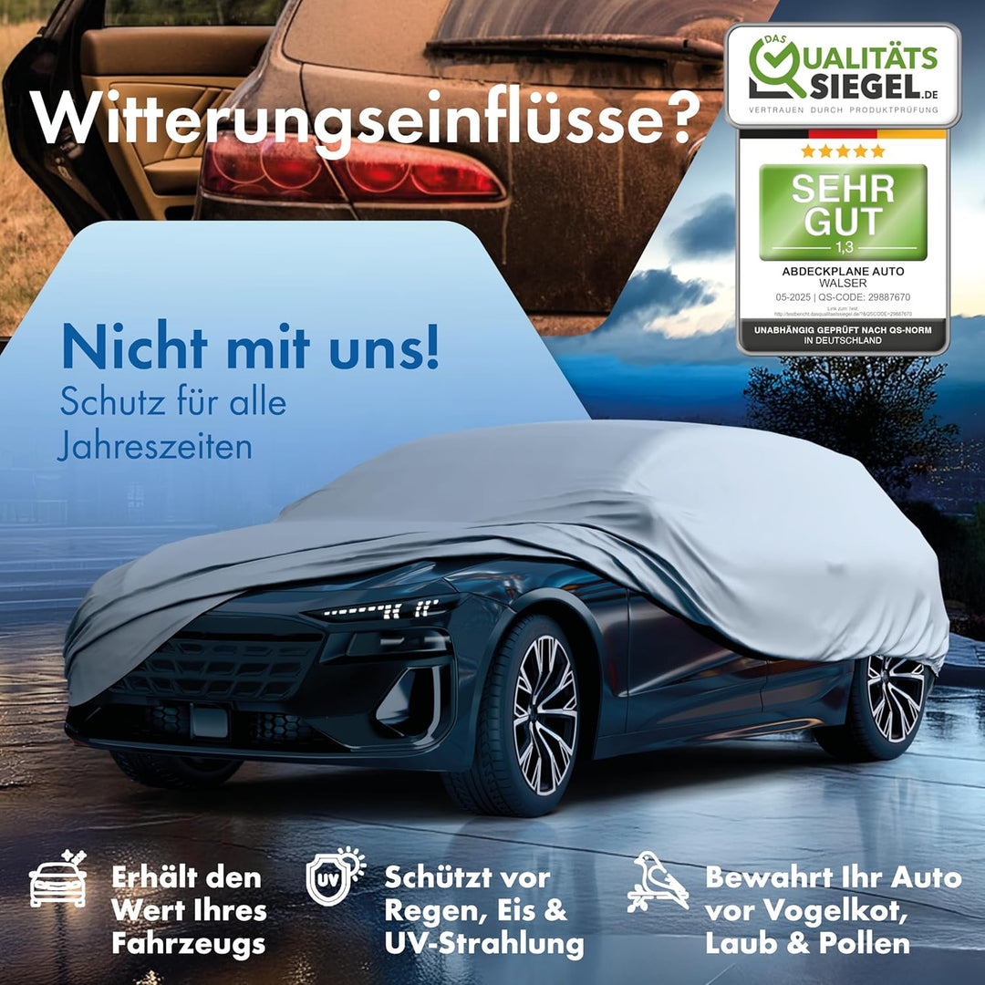 Walser Abdeckplane Auto All Weather Basic, Abdeckplane wasserdicht, 100% wetterfeste Auto Abdeckplan