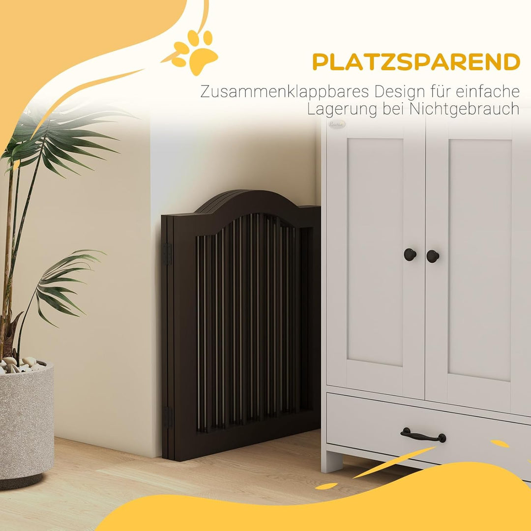 PawHut Absperrgitter Hund 3-teilig, 154,5 x 61 cm Faltbar Hundegitter mit Tür, Türschutzgitter mit 2
