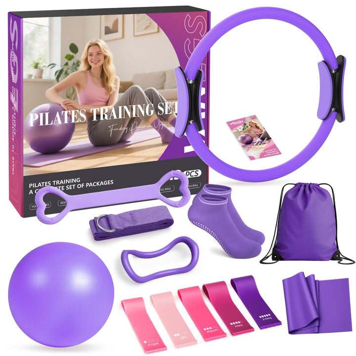 Pilates Kit 13 Stück Home Pilates Essentials Workout Kit mit 13" Ring, 10" Ball und Widerstandsbände