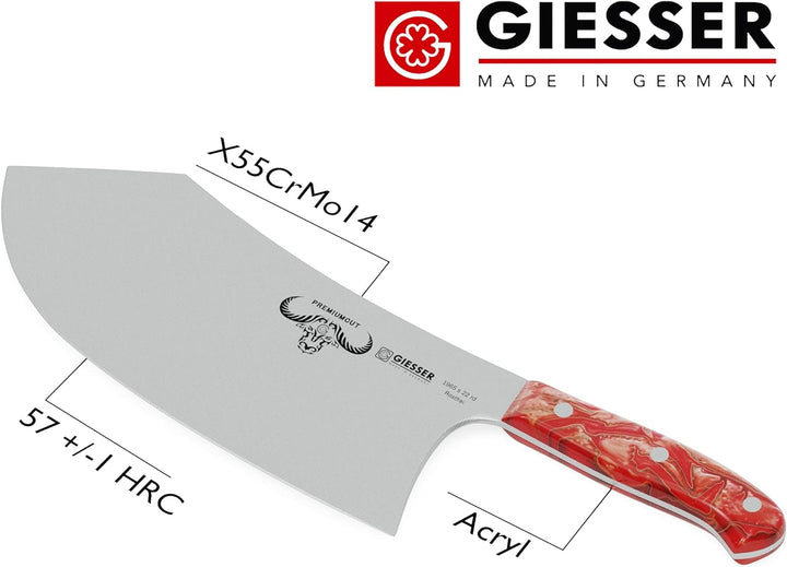 GIESSER seit 1776 - Made in Germany - Premium Hackbeil 22 cm Red Diamond, PremiumCut Butcher No 1, C