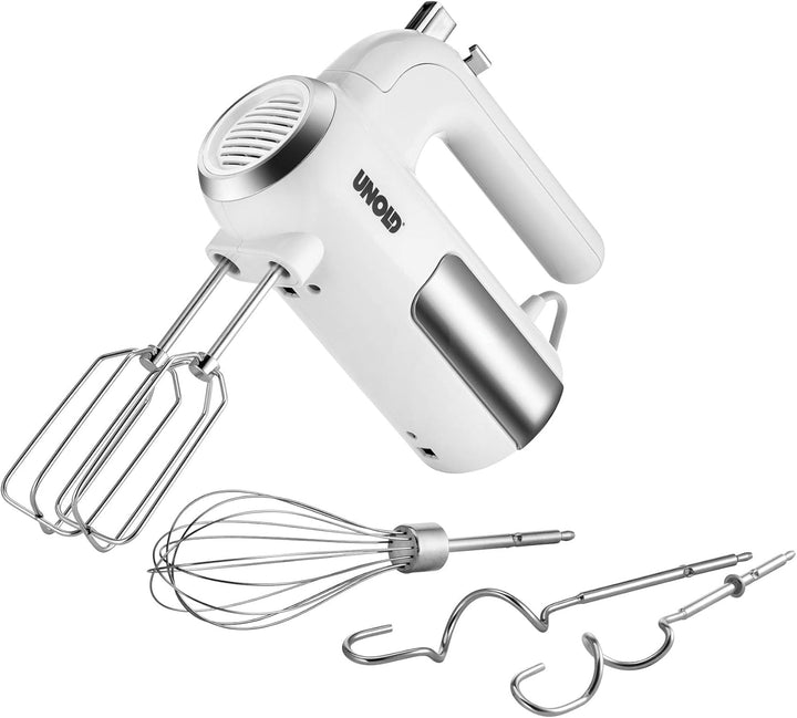 Unold 78710 Handmixer - MIxer, Weiss, 450W, Edelstahl, BPA-frei, spülmaschinengeeignet, 5 Geschwindi