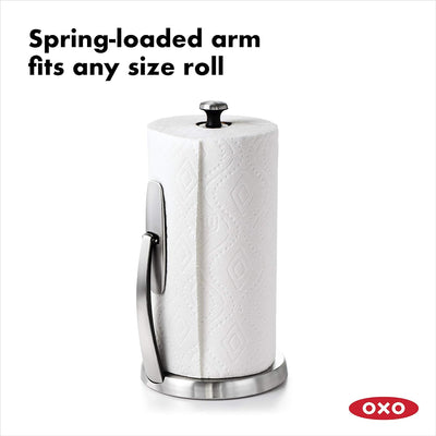 OXO Good Grips SimplyTear Standing Paper Towel Holder, Brushed Stainless Steel Good Grips Simply Tea