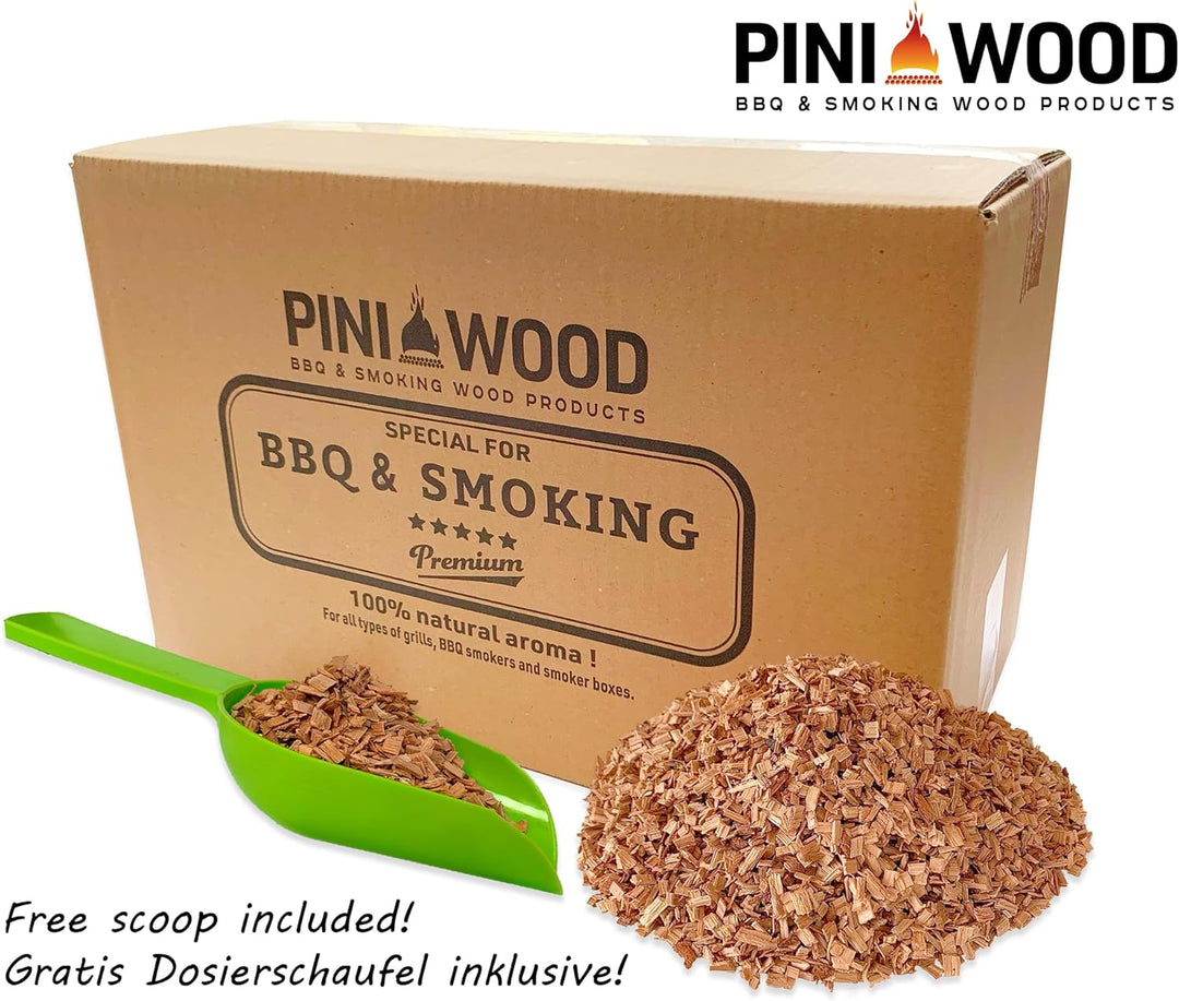 PINI 5 Kg Räucherchips Eiche 4-6 mm Smoking Chips Räucherspäne 18 Liter