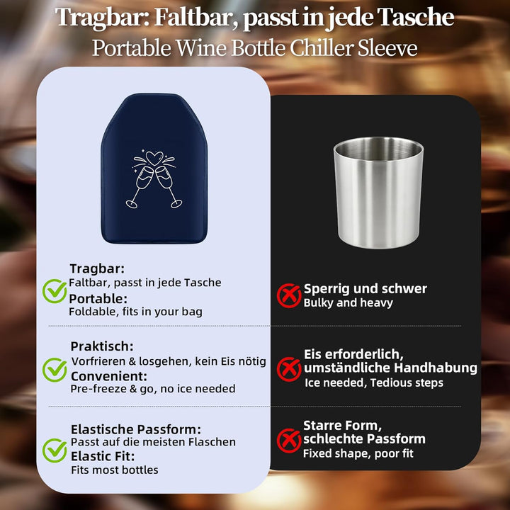 1 Stück Weinkühler Manschette Isolierend, Kühlmanschette Wein Flexibel, Waschbar Flaschenkühler für