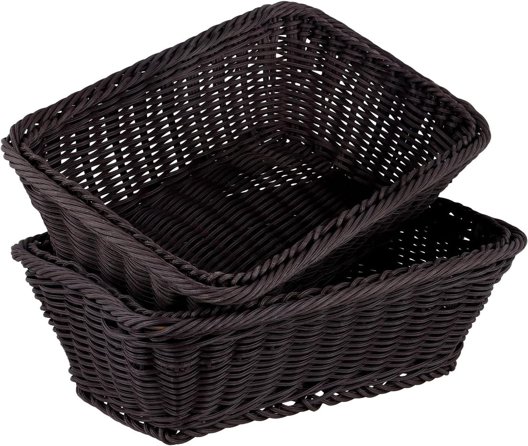FUNSUEI 4 Stück 30 x 20 x 10 cm Brotkorb Kunststoff, Brotkörbchen Plastik Rechteckig, Rattan Korb Br